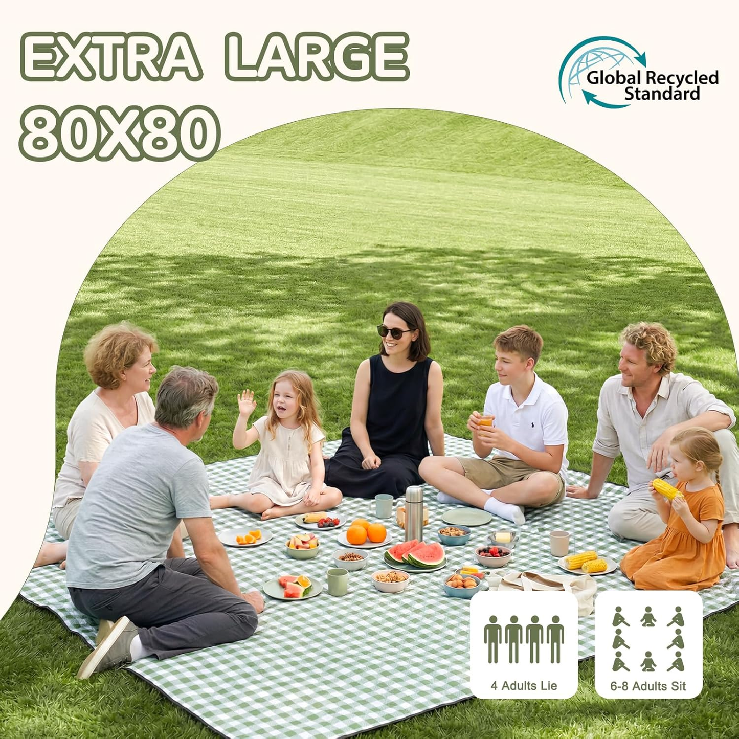 Oversized Waterproof Picnic Blanket — 80" × 80"