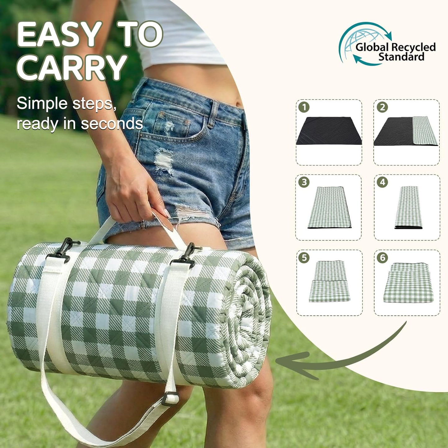 Oversized Waterproof Picnic Blanket — 80" × 80"