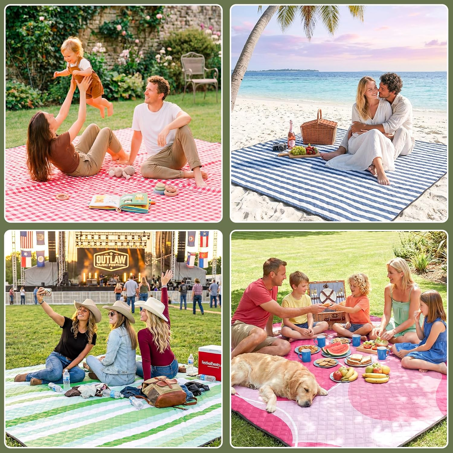 Oversized Waterproof Picnic Blanket — 80" × 80"