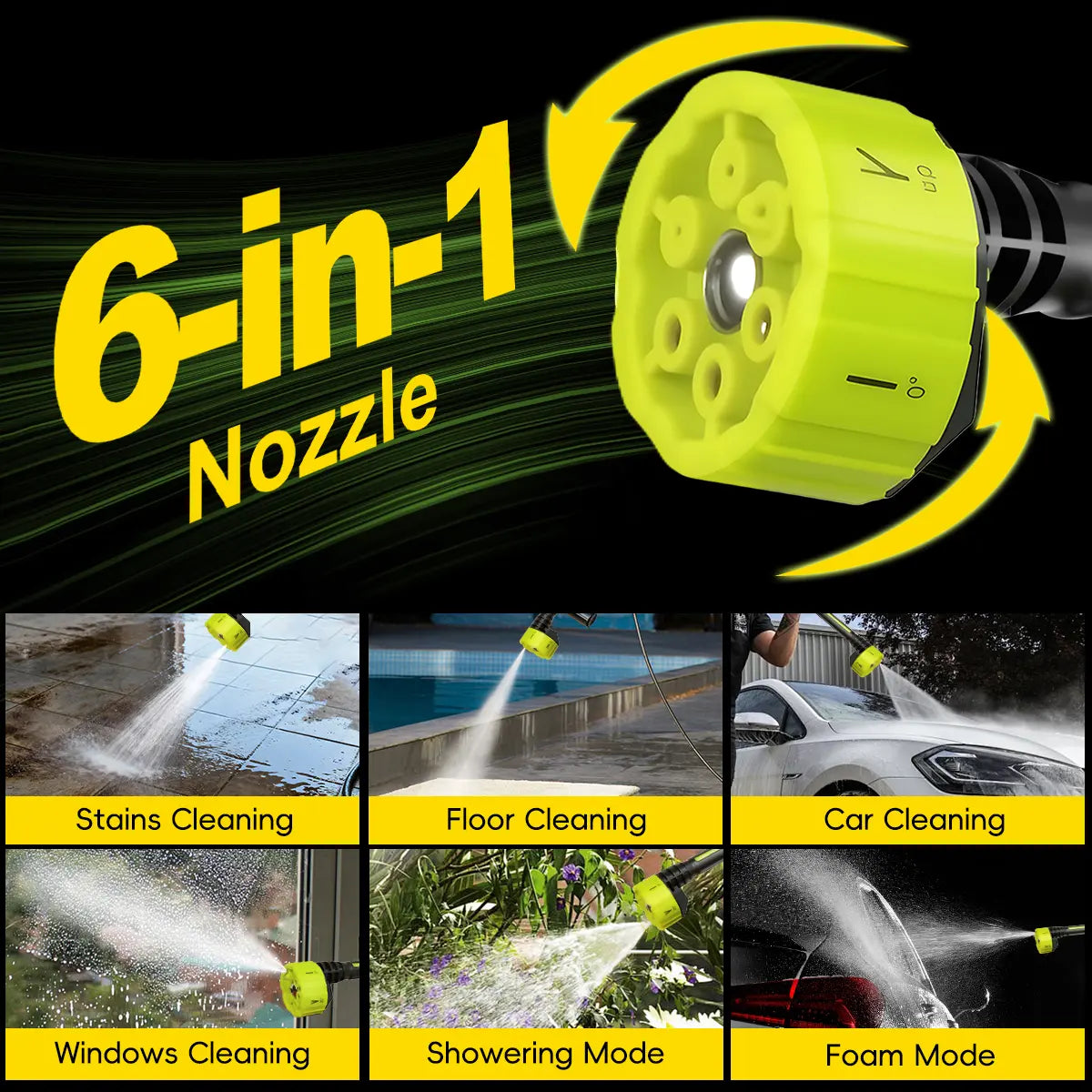 Seese Cordless Pressure Washer and Single Port Charger Base, Bottle Portable Washer - 500 PSI