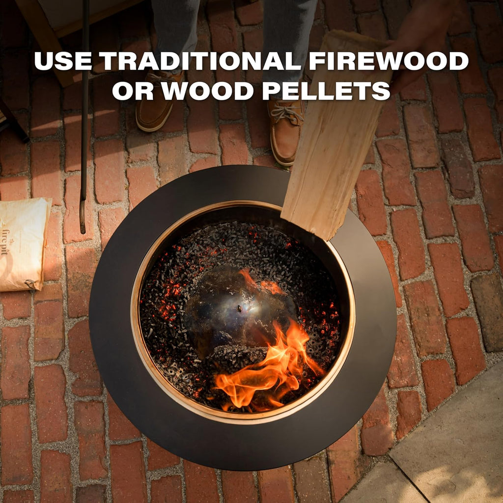 Patio Smokeless Outdoor Fire Pit, 25-Inch Wood-Burning Bonfire with Removable Ash Pan, Stand, and Weather-Resistant Cover