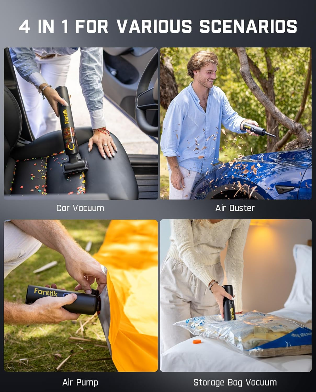 Slim V8 APEX Car Vacuum, 4-In-1 Portable Mini Cordless Vacuum Type-C Charge