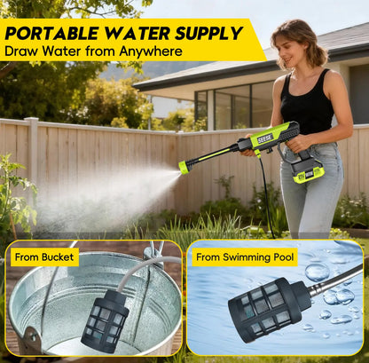 Seese Cordless Pressure Washer and Single Port Charger Base, Bottle Portable Washer - 500 PSI